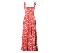Women's Summer Boho Spaghetti Strap Square Neck Ruffle Casual Flowy Long Dress Beach Swing Party Maxi Dress 23-red Floral