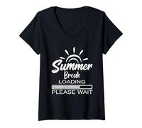 Women's Summer Break Loading Please Wait Shirt Last Day of School V-Neck T-Shirt