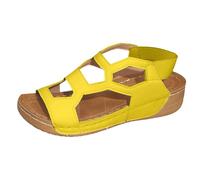 Women's Summer Breathable Casual Versatile Open Back Elasticated Open Toe On Sandals Hiking Sandals Women Wide Width (Yellow, 7)