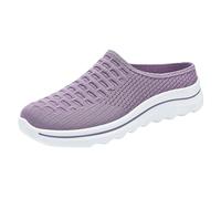 Women's Summer Breathable Lazy Shoes One Foot Stirrup Soft Bottom Comfortable Hundred Breathable Half Drag Single Shoes Ladies Slippers Uk (Purple, 5)
