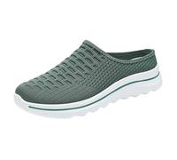 Women's Summer Breathable Lazy Shoes One Foot Stirrup Soft Bottom Comfortable Hundred Breathable Half Drag Single Shoes Ladies Slippers Uk (Green, 6)