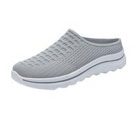 Women's Summer Breathable Lazy Shoes One Foot Stirrup Soft Bottom Comfortable Hundred Breathable Half Drag Single Shoes Ladies Slippers Uk (Grey, 5)