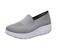 Women's Summer Breathable Sports Shoes, Trainers, Meshed, Comfortable Walking Shoes, Non-Slip Platform, Casual Shoes, Trainers, Elegant Slip-On Shoes, Extra Wide Shoes for Everyday Use, silver, 9 UK