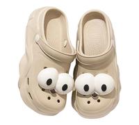 Women's Summer Breathable Unisex Slip-On Clogs with Chunky Heel for Everyday Wear, Comfortable Footwear with Accessory Charms for All Seasons, khaki, 2/2.5 UK