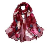 Women's Summer Casual Colourful Multicoloured Plain Lacquer Chiffon Thin Regular Silk Scarf Sun Protection Scarf and Hat Women, Wine Red-a, One Size
