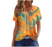 Womens Summer Casual Floral T Shirts Loose Short Sleeve Tunic Top Square Neck Pleated T-Shirt Blouse for Leggings Classic Tops Ladies Tops Summer Going Out Tee Shirts UK Size