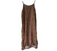 Women's Summer Casual Ramie Printed Halter Midi Spaghetti Strap Vacation Sleeveless Dresses, Brown Print, One size