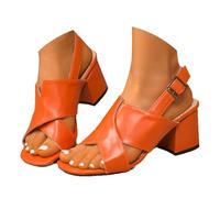 Women's Summer Chic and Comfortable Wedge Heel, Comfortable and Elegant Women's Shoes, Ankle Strap Slippers, Orthopedic Platform Slippers, Block Heel Flip-Flops, Soft Flip-Flops, Orange, 2 UK