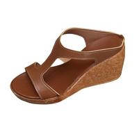 Women's Summer Chic and Comfortable Wedge Heel, Women's Summer Wedge Sandals, Funky Minimalist Slippers, Casual Breathable Slippers, Funky Minimalist Slippers, Retro Slipper, Brown, 9.5 UK
