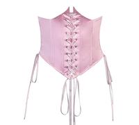 Women's Summer Chiffon Dress Sexy Off Shoulder Flare Sleeve Dress Lace Up Corset Solid Casual Flowy Mini Dress 2pcs (Pink Corset, M)