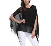 Women's Summer Chiffon Sheer Solid Batwing Sleeve Blouse Oversized Baggy Holiday Loose Tunic Tops