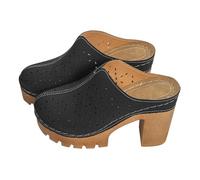 Women's Summer Closed Toe Sandals - Women's Comfortable Platform Shoes Block Heel Sandals Versatile Sandal Orthopedic Sandal Retro Vintage Shoes for Outdoor Walking Sandallets, Black, 7 UK