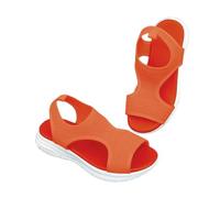 Women's Summer Comfortable Open Toe Open Toe Mesh Upper Open Sides Slingback Thick Sole Wedge Sandals for Summer Daily Casual Walking, 01 Orange, 4 UK