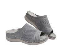 Women's Summer Comfortable Orthopaedic Slipper, Comfortable Easy to Put On, Lightweight Openwork Slipper, Casual Breathable Slippers, Minimalist Funky Flip-Flops, Flat Walking Flip-Flops, grey, 9.5 UK