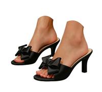 Women's Summer Comfortable Sandals with Bow, Square Open Toe, Sandals for Women, Perfect for Weddings, Parties, Outdoor Shoes, Waterproof, Elegant Sandals 2026, black, 4.5 UK