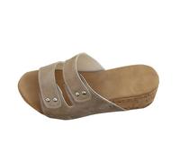 Women's Summer Cork Wedge Sandals - Elegant Beach Beach Slippers Fishmouth Slippers Studded Platform Slippers Wide Plant Lightweight Comfortable Casual Shoes for Holiday, Khaki, 7 UK