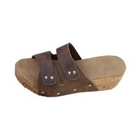 Women's Summer Cork Wedge Sandals - Elegant Beach Beach Slippers Fishmouth Slippers Studded Platform Slippers Wide Plant Lightweight Comfortable Casual Shoes for Holiday, brown, 4 UK