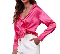 Women's Summer Cotton Linen Cap Sleeve T-Shirt Button V Neck Tunic Tops Lounge Baggy Solid Plain Casual Shirts Trendy Blouse Breathable Sports Workout Yoga Pullover Yoga Wear (Hot Pink,L)