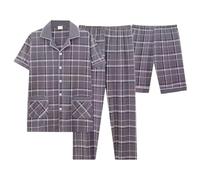 Women'S Summer Cotton Pyjamas Sets Printed 3 Piece Short Sleeve Button Up Tops Casual Shorts And Trousers Pjs Set Breathable Plus Size Baggy Nightwear Sleepwear Cosy Soft Loungewear Suits 2026 New