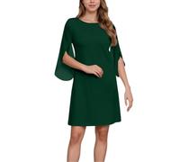 Women's Summer Dress, Elegant, Crew Neck, Flowing Party Dress with Cape Sleeves for Everyday Use and Cocktail Events, Comfortable, Versatile Outfit, Lightweight Summer Dresses for Chubby People, Green