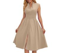Women's Summer Dress, Mid Length Flowy, Beach Dress, Women's Sleeveless Casual Split Solid Colour, Chic and Elegant, Elasticity, Loose, Swing Everyday Comfortable Dress for Beach Holiday