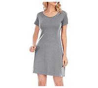 Women's Summer Dress, Short Sleeve, Beach Dress, Women's Round Neck, Casual, Solid Colour, Lightweight, Soft, Comfortable, Chic and Elegant, Everyday Slim Fit, Classic, Simple Going Out Basic Dress