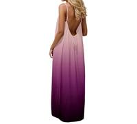 Women's Summer Dresses Backless Cami Dress Casual Lounge Dress Backless Solid Color Sleeveless House Dress Long Maxi Casual Sundress with Back Tie Holiday Beach Purple
