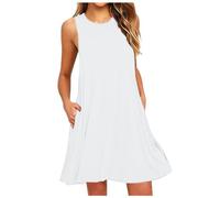 Women's Summer Dresses Casual Fashion A Line Swing Ladies Dress Beach UK 80s Fancy Dress for Women Elegant Dresses for Women Work Casual Dresses Club Cocktail Work Dresses (White, M)