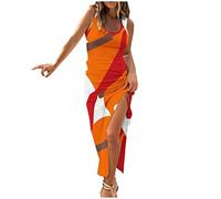 Women's Summer Dresses Casual Long Dress Sleeveless Elegant Wrap Dress Side Split Party Holiday Striped Tank Vacation Beach Style Boho Ribbed Maxi Dresses