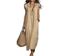 Womens Summer Dresses Dress for UK Elegant Midi Dresses Women's Summer Solid V Neck Flying Sleeve Midi Dress Elegant Swing Beach Dresses Casual Boho Party Dresses High Waist Vacation Dresses Green