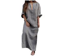 Womens Summer Dresses Tshirt Dress Black Shirt Dress Striped Print Maxi Dresses With Pockets Long Sleeve Cotton Linen Dresses Shirt Dresses Pleated Dresses Summer Dresses Beach Dresses Denim Dress