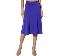 Womens Summer Dresses Women's Comfort Basic Stretch A Line Flared Knee Length Skirt midi Dresses for Women (Blue, S)