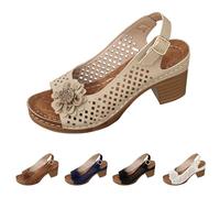 Women's Summer Elegant Heels Sandals Open Toe Summer Shoes Comfortable Breathable Wedge Sandals High Heel Shoes, brown, 9 UK