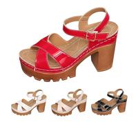 Women's Summer Elegant Sandals with Heel Platform Heel Shoes Glitter Strappy Sandals Comfortable Toe Sandals Open Summer Shoes Non-Slip Beach Sandals Orthopaedic Women's Shoes, black, 8.5 UK