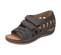Women's Summer Elegant Slave Sandals - Women's Summer Open Wedge Sandal Fishmouth Closed Back Sandals Vintage Sandals with Tear Lightweight Breathable Casual Beach Shoes, Coffee, 7 UK