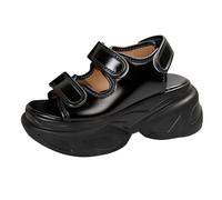 Women's Summer Extra Wide Fit Chunky Sandals Foreign Trade Plus Size High Heels Cool Slippers Spring And Summer New Styles Thick On Slippers For Women Black Strappy Sandals Size 6 Sandels (Black,5)