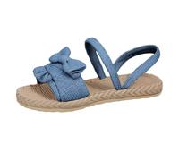 Women's Summer Extra Wide Fit Flat Sandals Women's Bow Decoration Open Toe Flat Sandals Solid Color Double Strap Summer Two Way Wear Slipper Sliders Size 4 Junior Womens Mule (Blue, 5)