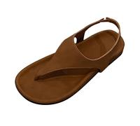 Womens Summer Extra Wide Fit Flat Sandals Women's Summer Island Cowhide Clip Toe Casual Thick Bottom Beach Roman Sandals Red Womens Wide Fit Sandels for Ladies 7 (Khaki,5)