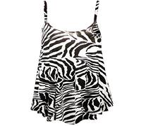 Ladies Cami Swing Vest Sleeveless Strappy Top Womens Summer Fashion Plain Printed Cami Sole Shirt Zebra UK 20-22