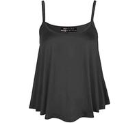Ladies Cami Swing Vest Sleeveless Strappy Top Womens Summer Fashion Plain Printed Cami Sole Shirt Charcoal UK 20-22