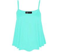 Ladies Cami Swing Vest Sleeveless Strappy Top Womens Summer Fashion Plain Printed Cami Sole Shirt Mint UK 12-14