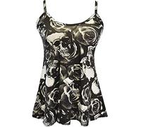 Ladies Cami Swing Vest Sleeveless Strappy Top Womens Summer Fashion Plain Printed Cami Sole Shirt Skulls UK 24-26
