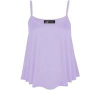 Ladies Cami Swing Vest Sleeveless Strappy Top Womens Summer Fashion Plain Printed Cami Sole Shirt Lilac UK 26-28