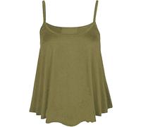 Women's Summer Fashion Relaxed Fit Plain and Printed Cami Sole Sleeveless Shirt Ladies Flared Cami Swing Vest Stretch Sleeveless Strappy Neck Top Khaki UK 8-10