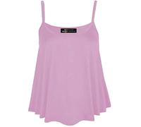 Ladies Cami Swing Vest Sleeveless Strappy Top Womens Summer Fashion Plain Printed Cami Sole Shirt Baby Pink UK 24-26