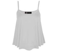 Ladies Cami Swing Vest Sleeveless Strappy Top Womens Summer Fashion Plain Printed Cami Sole Shirt White UK 20-22
