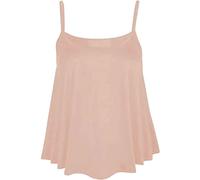 Women's Summer Fashion Relaxed Fit Plain and Printed Cami Sole Sleeveless Shirt Ladies Flared Cami Swing Vest Stretch Sleeveless Strappy Neck Top Stone UK 26-28