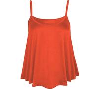 Women's Summer Fashion Relaxed Fit Plain and Printed Cami Sole Sleeveless Shirt Ladies Flared Cami Swing Vest Stretch Sleeveless Strappy Neck Top Rust UK 16-18