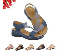 Women's Summer Fisherman Sandals, Adjustable Ankle Strap Open-Toe Platform Wedge Heel Casual Shoes(Blue,9.5)