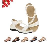 Women's Summer Fisherman Sandals, Adjustable Ankle Strap Open-Toe Platform Wedge Heel Casual Shoes(White,9.5)
